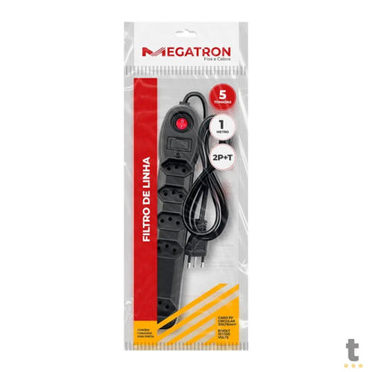 Filtro De Linha 5 Tomadas Megatron Bivolt 1m Preto - 300059 Truedata