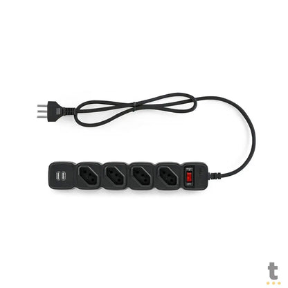 Filtro de Linha 4 Tomadas Intelbras C/ 2 Usb Preto EPE 204 - 4824205 Truedata