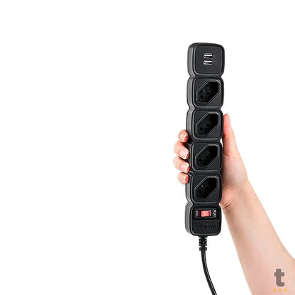 Filtro de Linha 4 Tomadas Intelbras C/ 2 Usb Preto EPE 204 - 4824205 Truedata