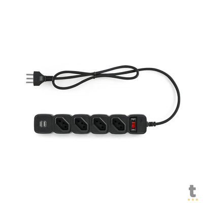 Filtro de Linha 4 Tomadas Intelbras C/ 2 Usb Preto EPE 204 - 4824205