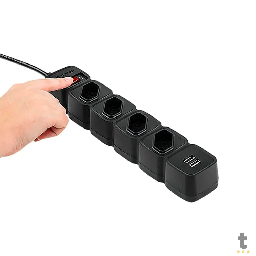 Filtro de Linha 4 Tomadas Intelbras C/ 2 Usb Preto EPE 204 - 4824205 Truedata