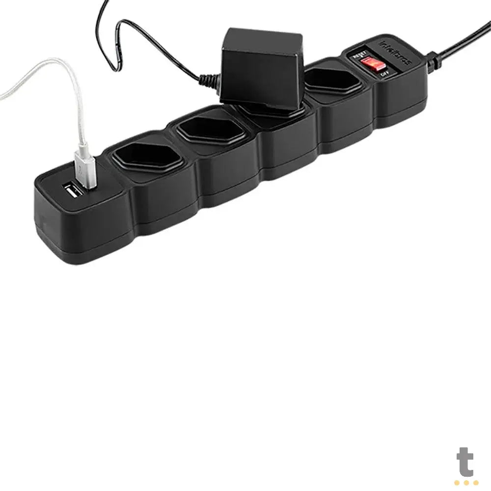 Filtro de Linha 4 Tomadas Intelbras C/ 2 Usb Preto EPE 204 - 4824205 Truedata