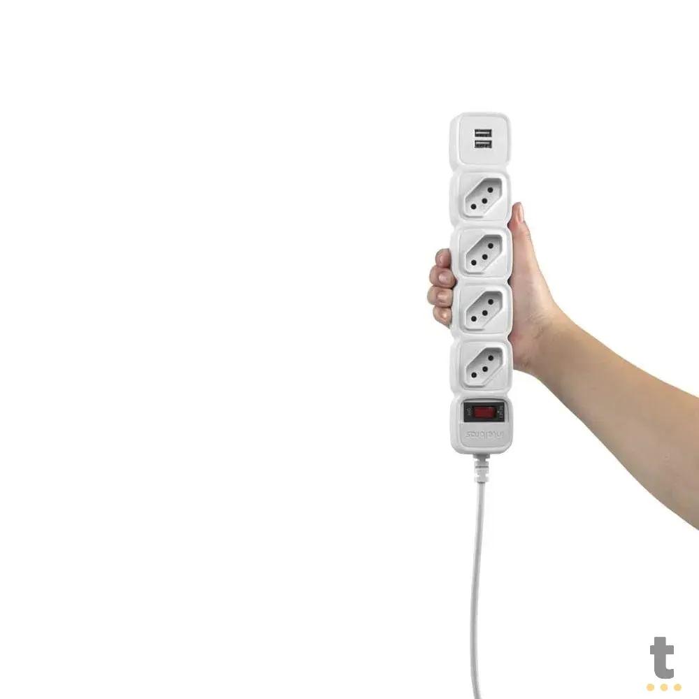 Filtro de Linha Protetor Eletronico 4 Tomadas Intelbras C/ 2 Usb Branco EPE 204 - 4824204 Truedata