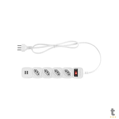 Filtro de Linha Protetor Eletronico 4 Tomadas Intelbras C/ 2 Usb Branco EPE 204 - 4824204