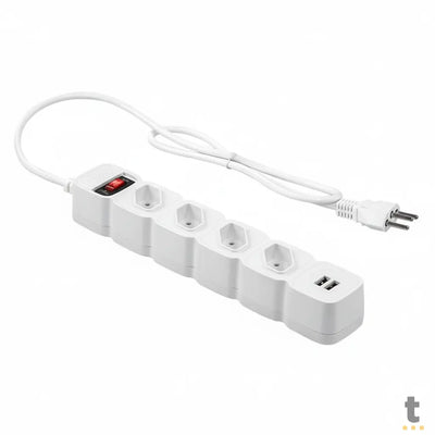 Filtro de Linha Protetor Eletronico 4 Tomadas Intelbras EPE 204+ C/ 2 Usb Branco 3 Metros - 4824206