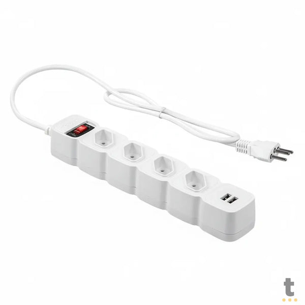 Filtro de Linha Protetor Eletronico 4 Tomadas Intelbras EPE 204+ C/ 2 Usb Branco 3 Metros - 4824206