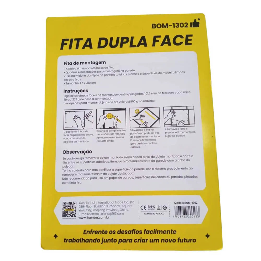 Fita Dupla Face Bomder 1.7 x 280cm - BOM-1302 Truedata