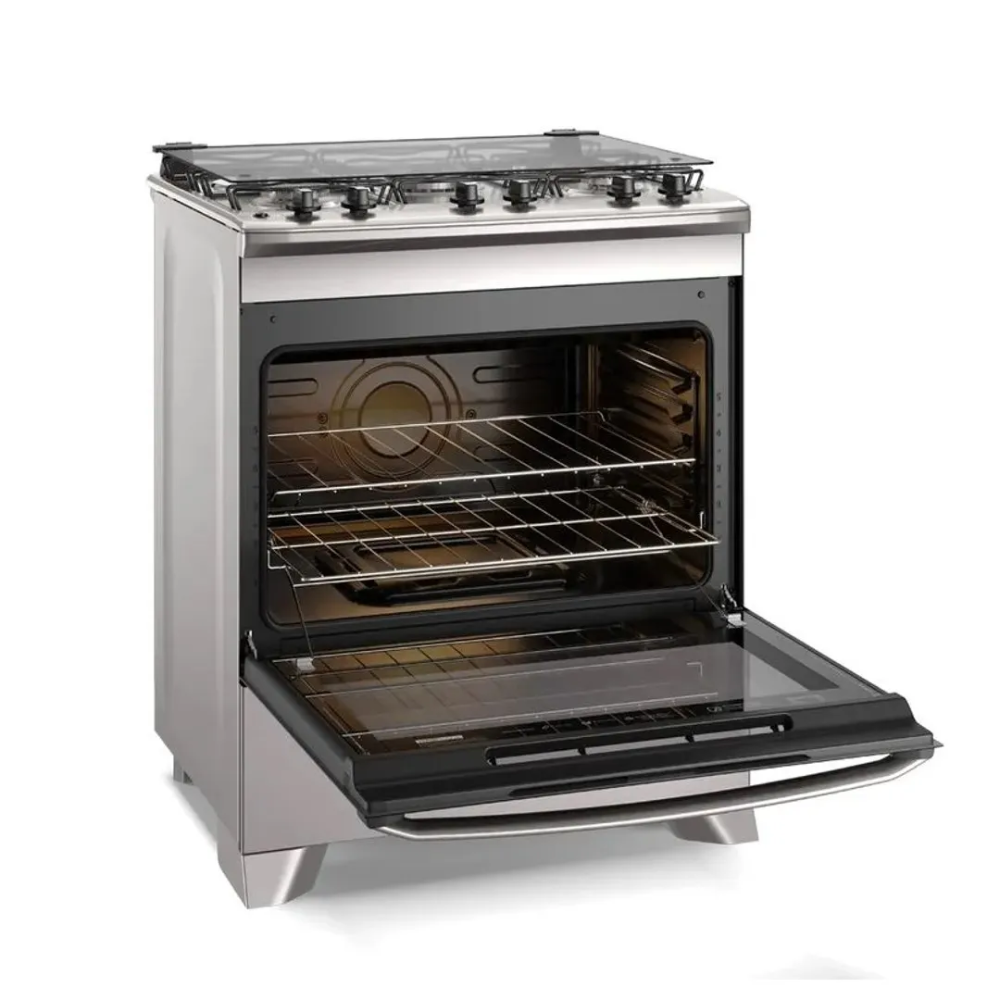 Fogão 5 Bocas Efficient com Mesa Inox, PerfectCook e VaporBake FE5IC 127V Cinza - Electrolux