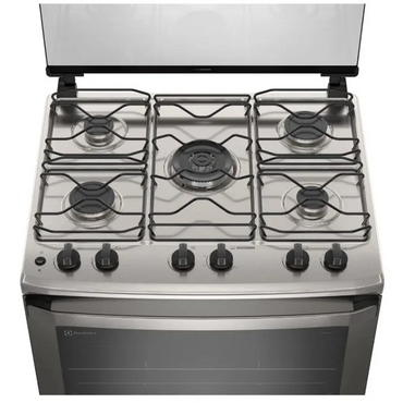 Fogão 5 Bocas Efficient com Mesa Inox, PerfectCook e VaporBake FE5IC 127V Cinza - Electrolux