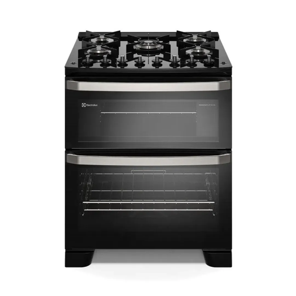 Fogão 5 Bocas Experience com Mesa de Vidro, Duplo Forno e PerfectCook360 FE5DP 127V Preto - Electrolux