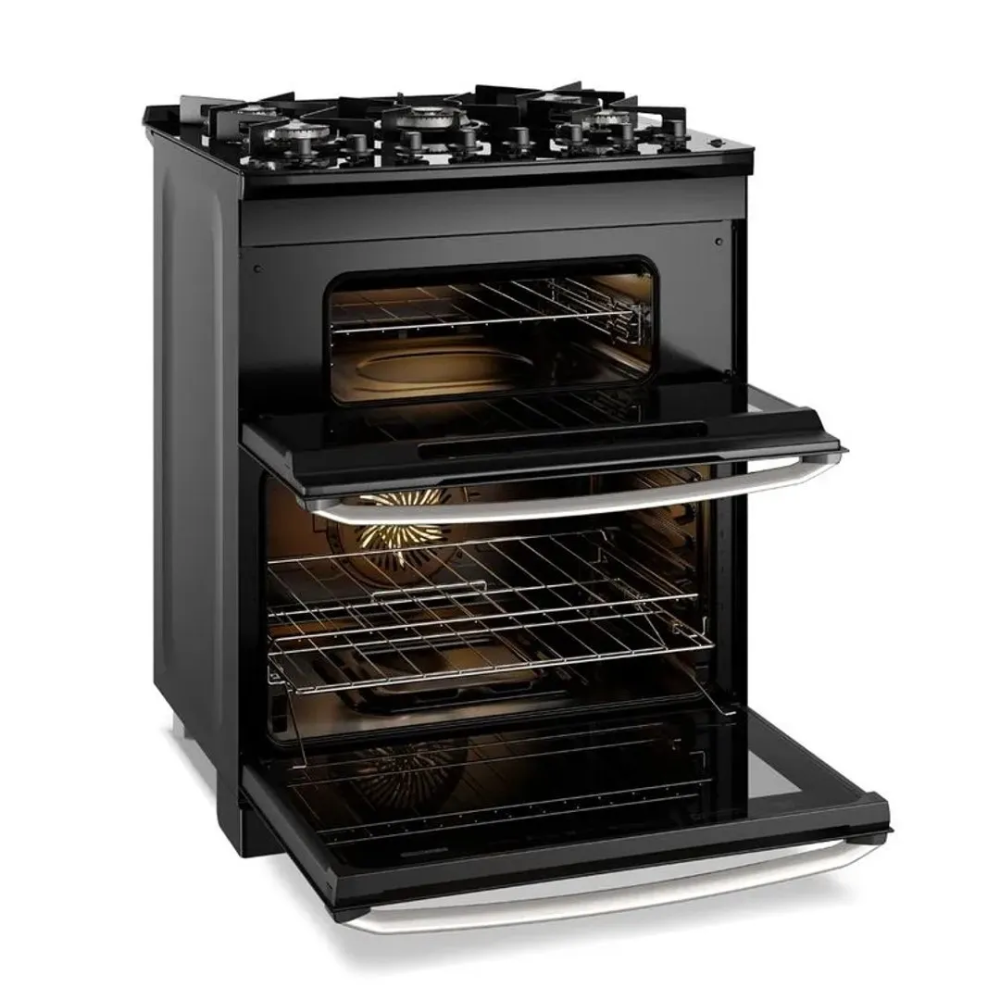 Fogão 5 Bocas Experience com Mesa de Vidro, Duplo Forno e PerfectCook360 FE5DP 127V Preto - Electrolux