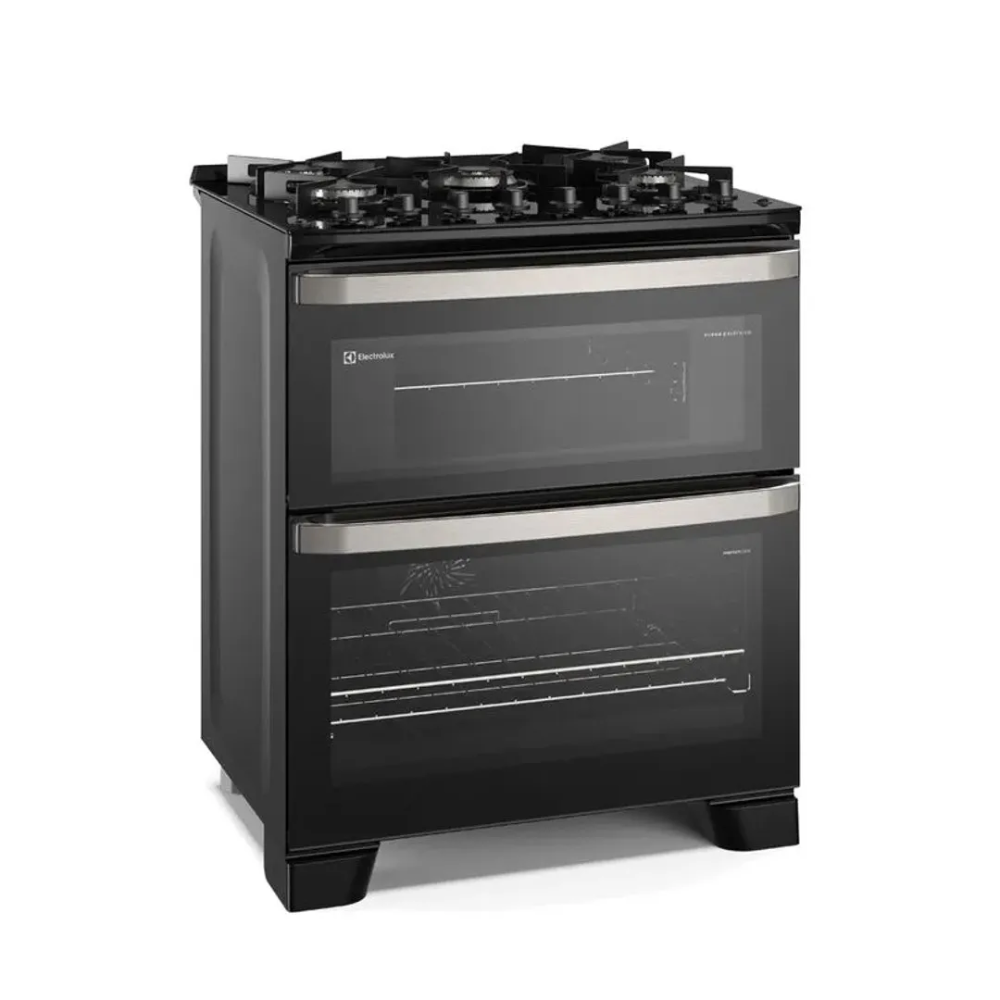 Fogão 5 Bocas Experience com Mesa de Vidro, Duplo Forno e PerfectCook360 FE5DP 127V Preto - Electrolux