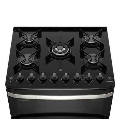 Fogão 5 Bocas Experience com Mesa de Vidro, Duplo Forno e PerfectCook360 FE5DP 127V Preto - Electrolux