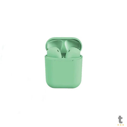 Fone De Ouvido Bluetooth C/ Estojo de Carregamento aGold BT 5.0 Verde - FN-12 Truedata