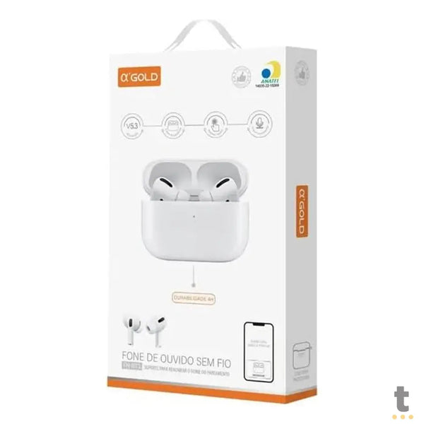 Fone De Ouvido Bluetooth aGold C/ Estojo de Carregamento + Capa Protetora BT 5.4 - FN-BT3