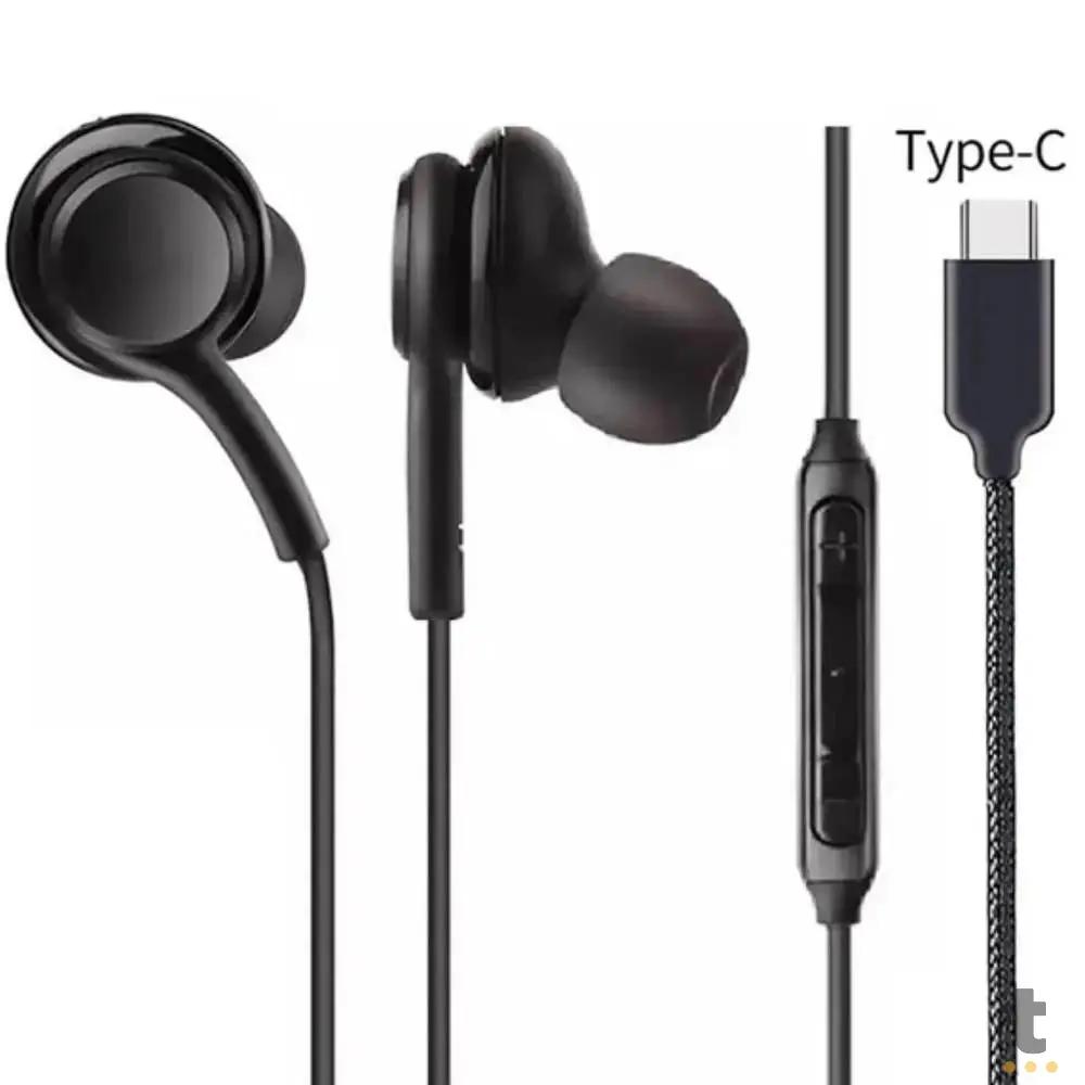 Fone De Ouvido Intra-Auricular Com Fio Tipo C aGOLD Preto - FN-A61 Truedata