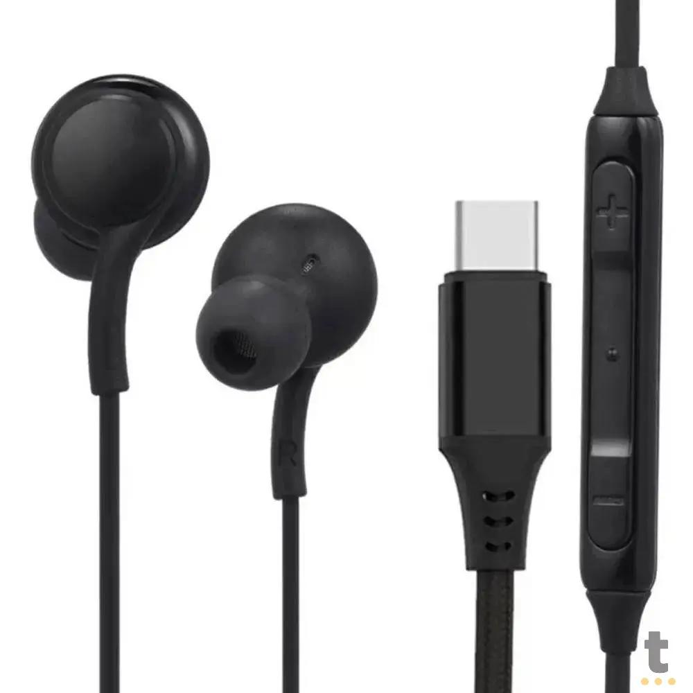 Fone De Ouvido Intra-Auricular Com Fio Tipo C aGOLD Preto - FN-A61 Truedata