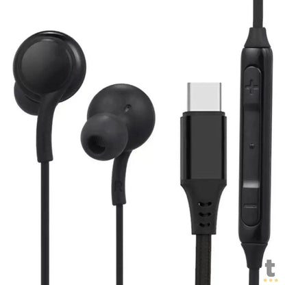 Fone De Ouvido Intra-Auricular Com Fio Tipo C aGOLD Preto - FN-A61 Truedata