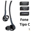 Fone De Ouvido Intra-Auricular Com Fio Tipo C aGOLD Preto - FN-A61 Truedata