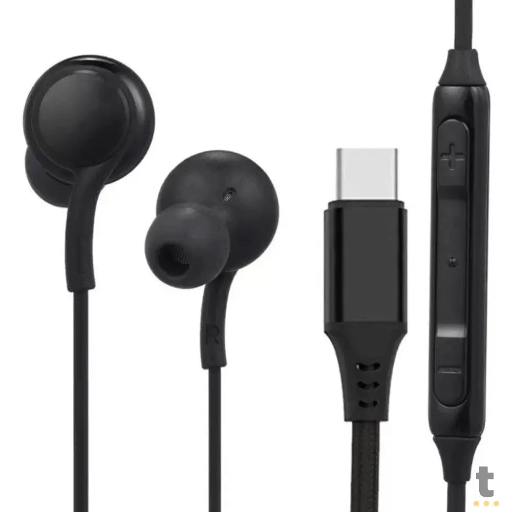 Fone De Ouvido Intra-Auricular Com Fio Tipo C aGOLD Preto - FN-A61 Truedata