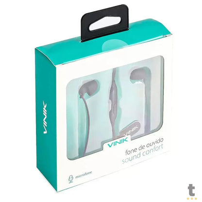Fone De Ouvido Sound Confort P3 Com Fio Vinik Preto - SC100P Truedata
