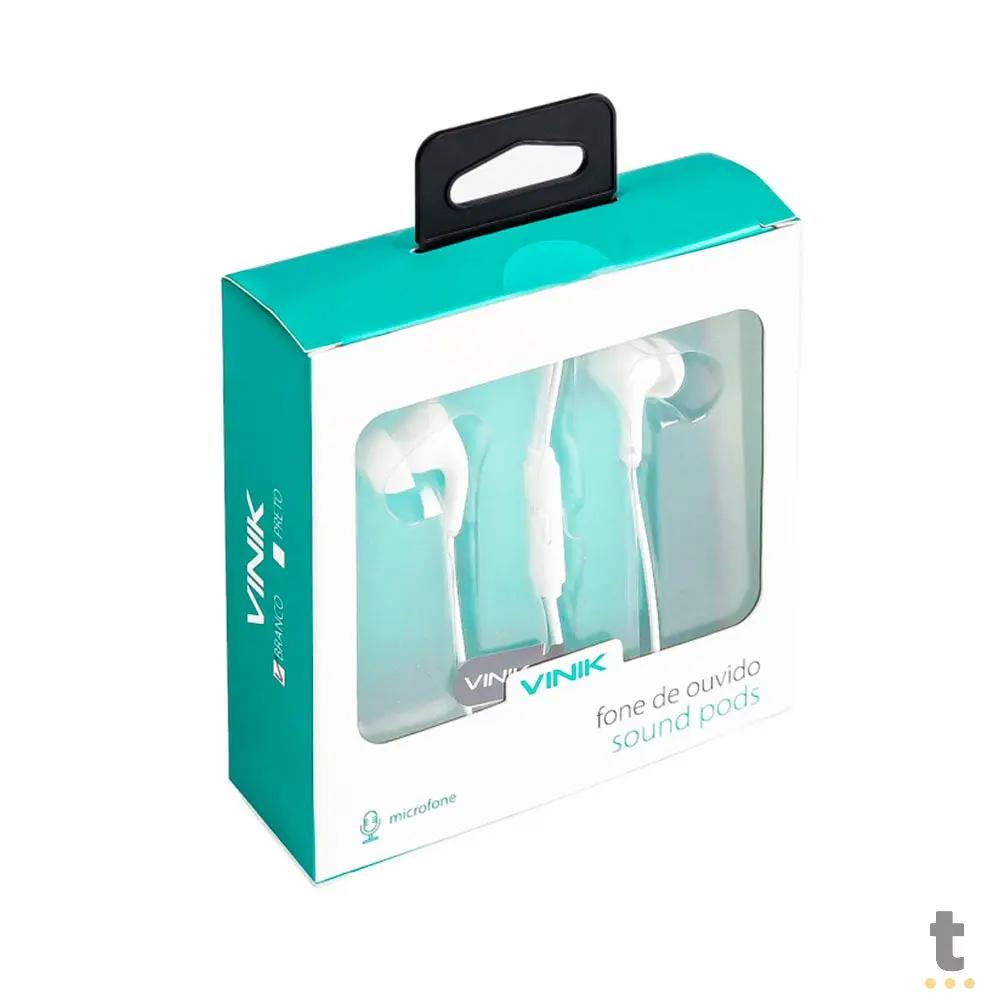Fone De Ouvido Sound Pods P3 Com Fio Vinik Branco - SP220B Truedata