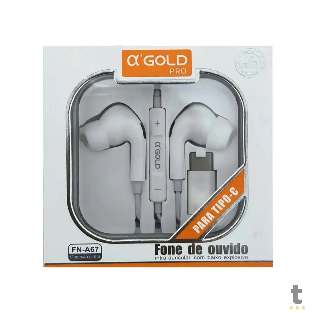 Fone De Ouvido USB Tipo C com Microfone aGold Branco - FN-A67 Truedata
