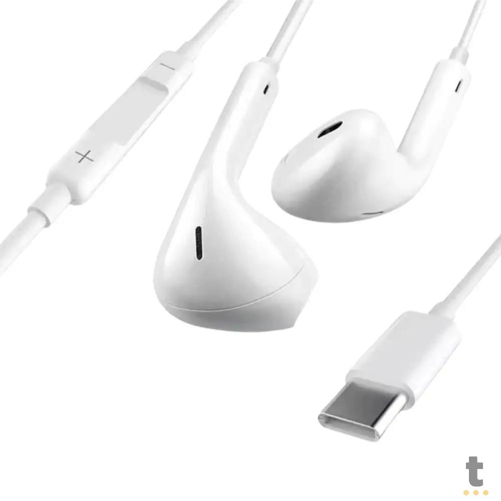 Fone De Ouvido USB Tipo C com Microfone aGold Branco - FN-A77 Truedata