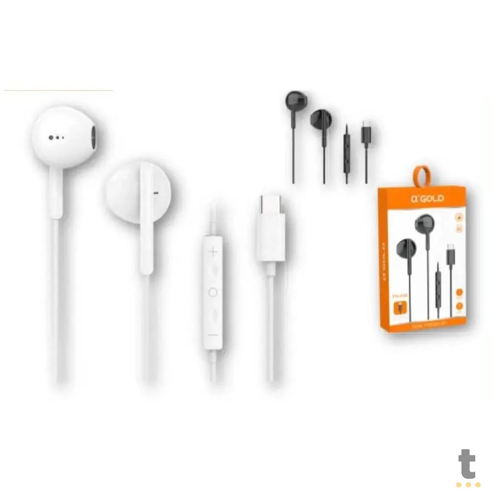 Fone De Ouvido USB Tipo C com Microfone aGold Premium Branco - FN-A30 Truedata