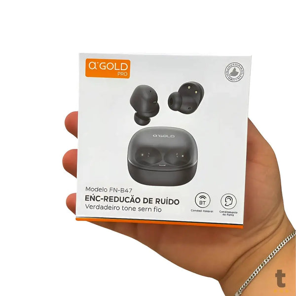 Fone De Ouvido aGold Pro Bluetooth 5.4 Redução de Ruído Preto C/ Estojo Carregador - FN-B47