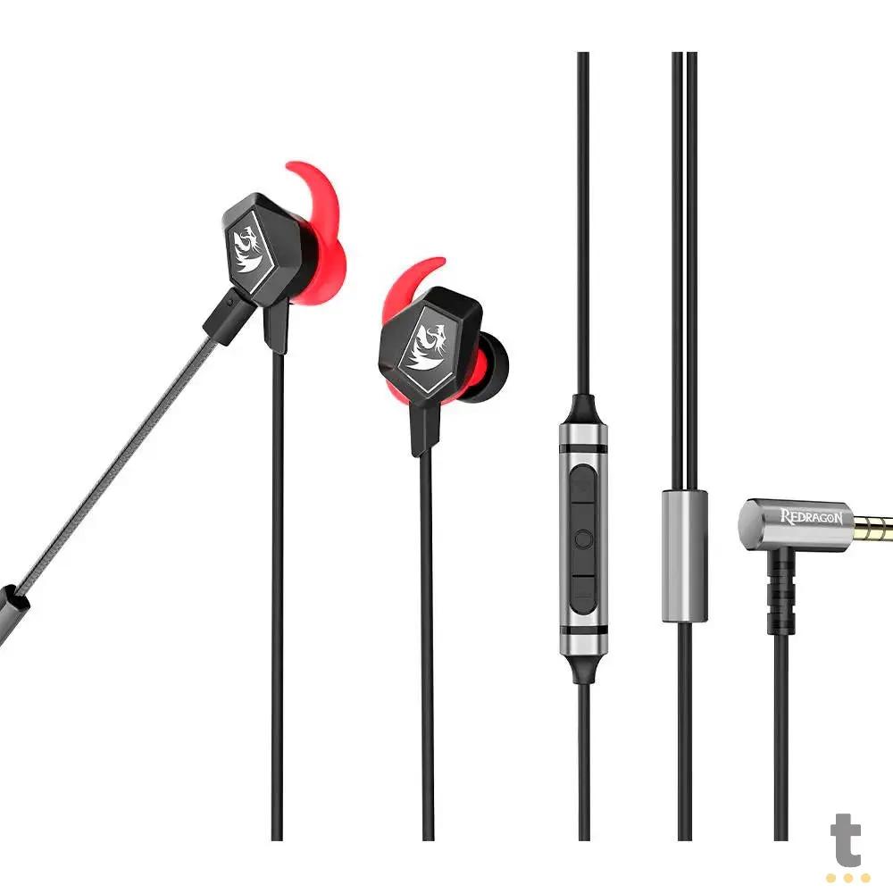 Fone de Ouvido Gamer Intraauricular C/ Microfone Gamer Redragon Bomber Elite P3 / P2 - E300 Truedata