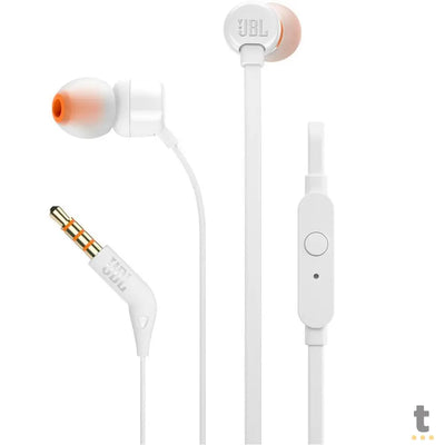 Fone de Ouvido JBL Intra Auricular P3 T110 Branco - JBLT110WHT