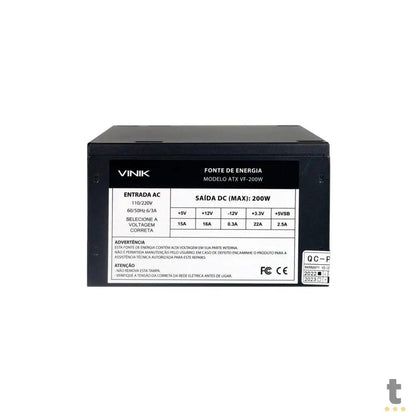 Fonte Atx 200w Vinik VF200BK - 136846 Truedata