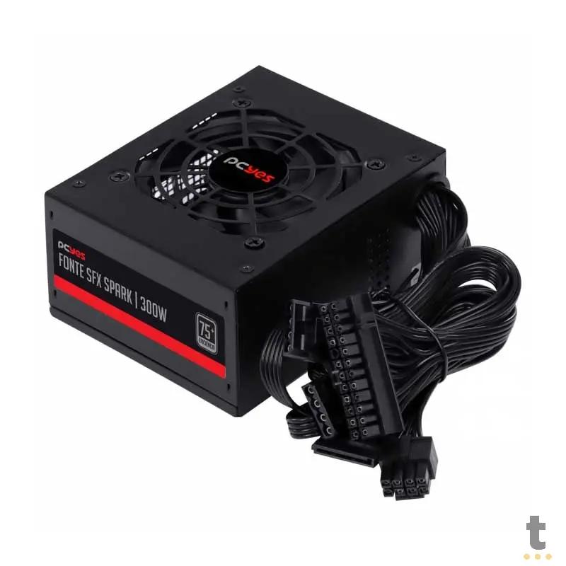 Fonte Atx para Gabinete Slim 300W PCYes SFX Real Spark 75+ Pfc Ativo Cabos Flat - SPKP300MBPT Truedata