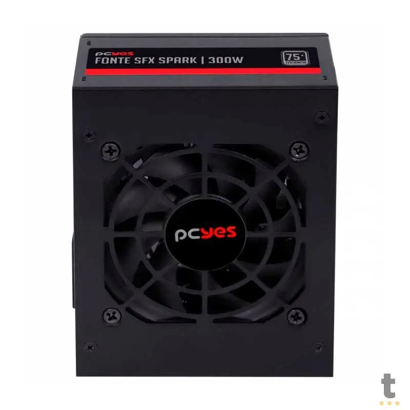 Fonte Atx para Gabinete Slim 300W PCYes SFX Real Spark 75+ Pfc Ativo Cabos Flat - SPKP300MBPT Truedata