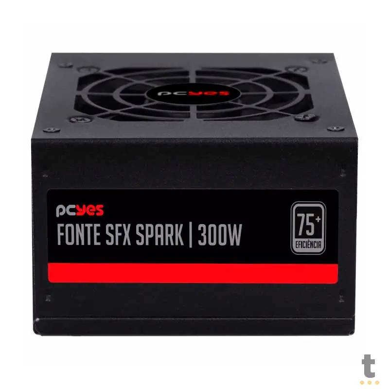 Fonte Atx para Gabinete Slim 300W PCYes SFX Real Spark 75+ Pfc Ativo Cabos Flat - SPKP300MBPT Truedata