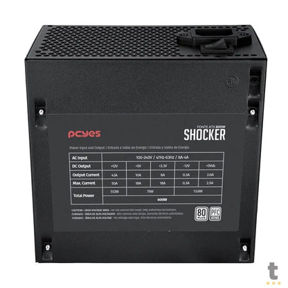 Fonte Real 600w PCYes Shocker 80 Plus White - PF600SHW Truedata