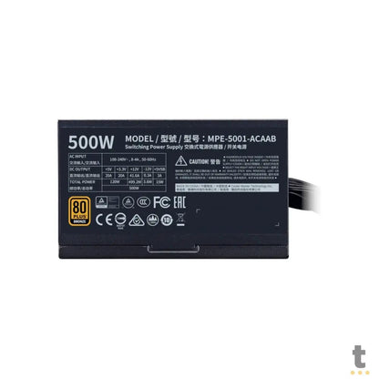 Fonte Real Atx 500w Cooler Master MWE 80 Plus Bronze PFC Ativo Preto -  MPE-5001-ACAAB-WO Truedata