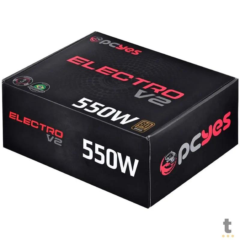 Fonte Real Atx 550w PCYes Electro V2 Series 80 Plus Pfc Ativo - ELECV2PTO550W Truedata
