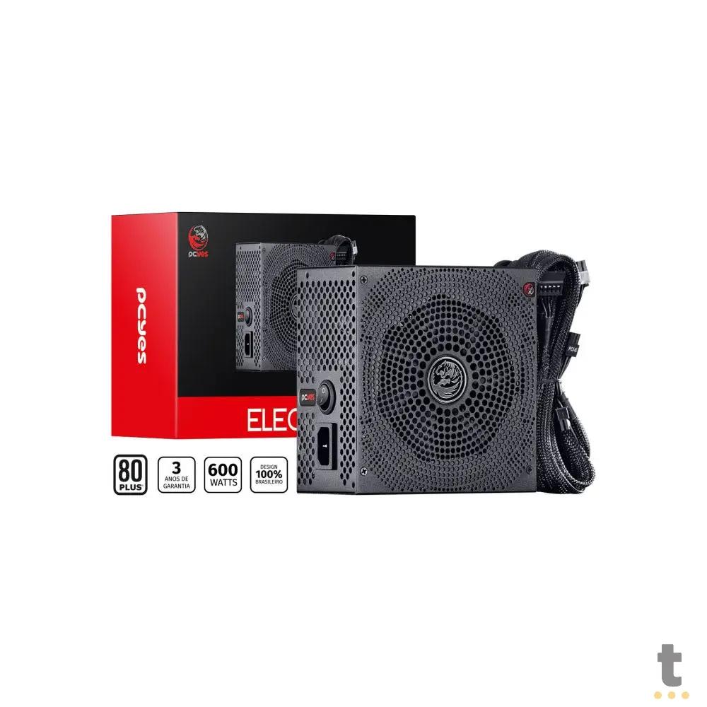 Fonte Real Atx 600w PCYes Electro V2 80 Plus White Series Pfc Ativo - ELV2WHPTO600W Truedata