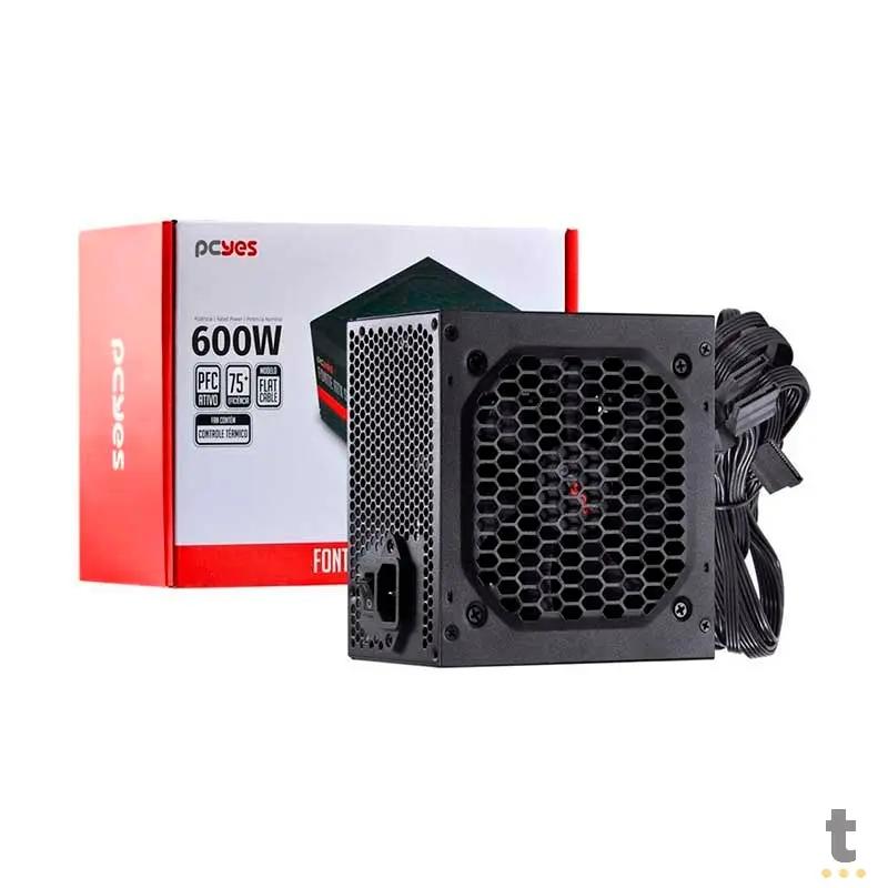 Fonte Real Atx 600w PCYes Spark 75+ Pfc Ativo - PXSP600WPT (Sem Cabo de Força) Truedata