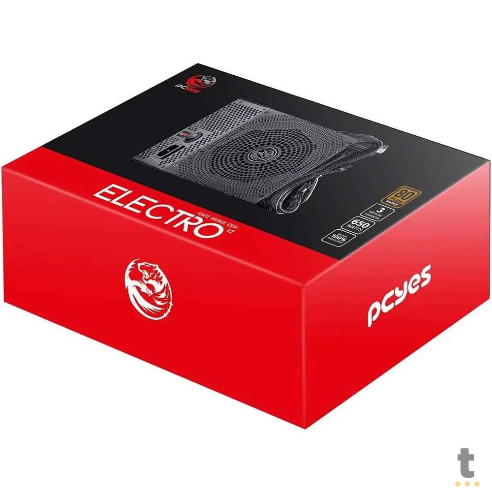 Fonte Real Atx 650w Electro V2 Series 80 Plus Bronze PCYes Pfc Ativo - ELECV2PTO650W Truedata