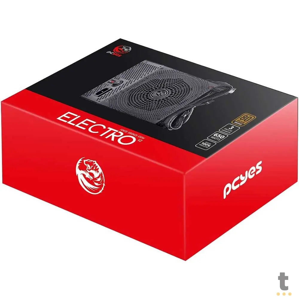Fonte Real Atx 650w Electro V2 Series 80 Plus Bronze PCYes Pfc Ativo - ELECV2PTO650W Truedata