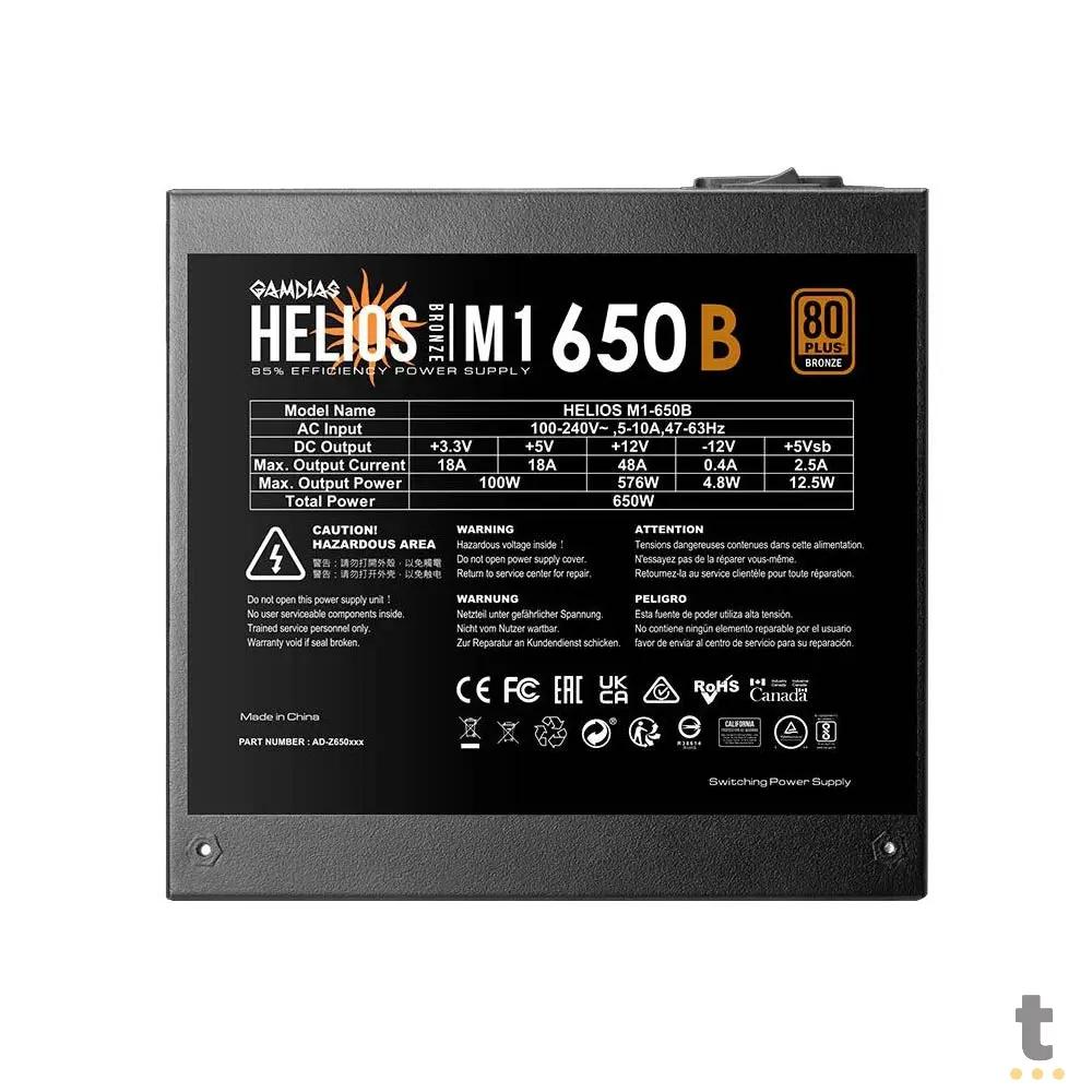 Fonte Real Atx 650w Gamdias Helios 80 Plus Bronze PFC Ativo Atx 2.4 - HELIOS M1-650B Truedata