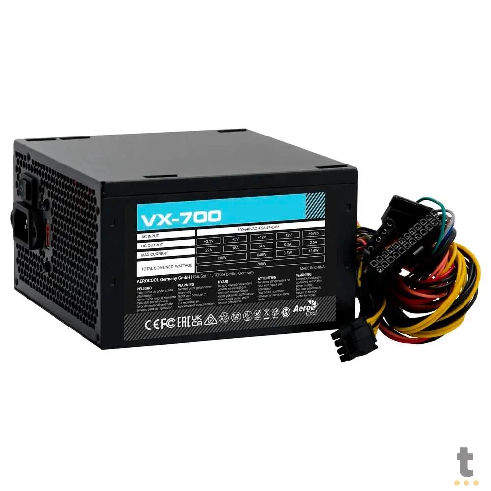 Fonte Real Atx 700w Aerocool Vx-700 Full Range PFC Ativo S/ Cabo Bivolt - 81052 Truedata