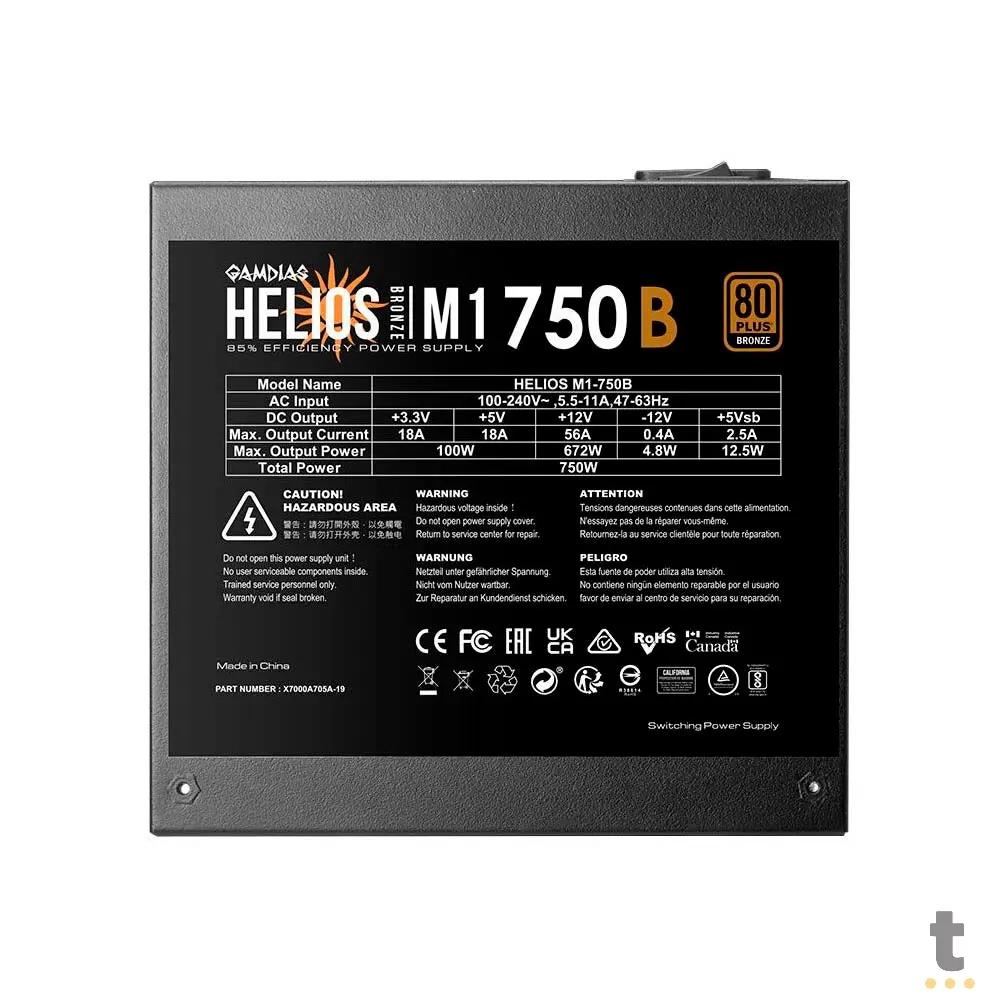 Fonte Real Atx 750w Gamdias Helios 80 Plus Bronze PFC Ativo Atx 2.4 - HELIOS M1-750B Truedata