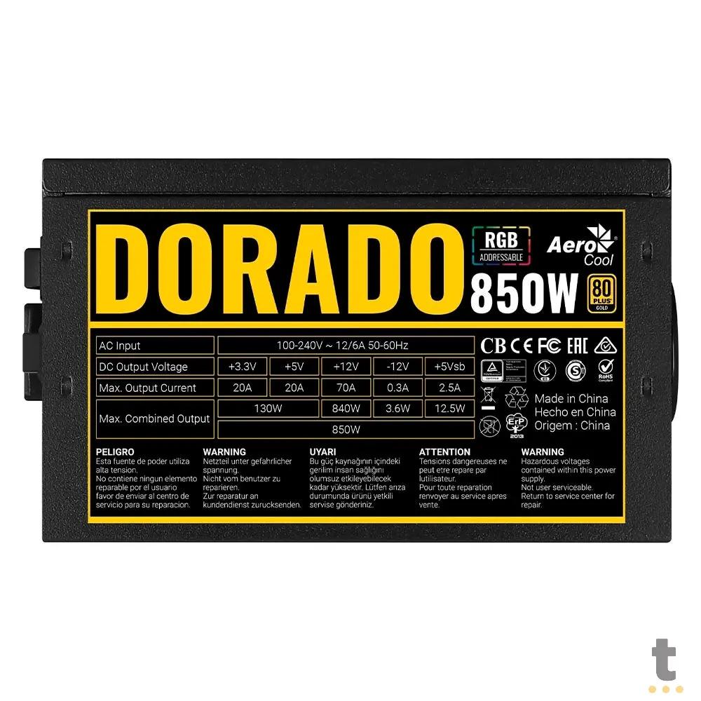 Fonte Real Atx 850w Aerocool Kcas Gold 80 Plus Pfc Ativo ARGB - 73886 Truedata