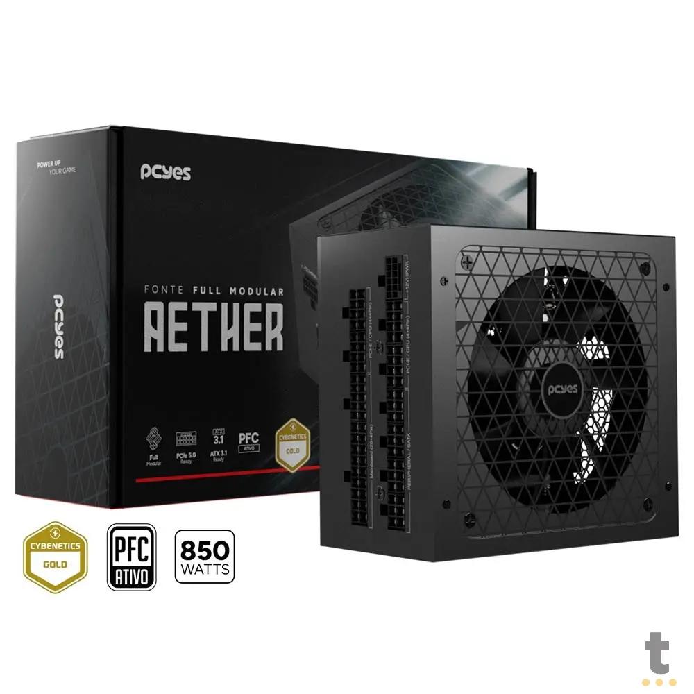Fonte Real Atx Gamer 850W PCYes Aether Full Modular PFC Ativo Cybenetics Gold - 244627 Truedata
