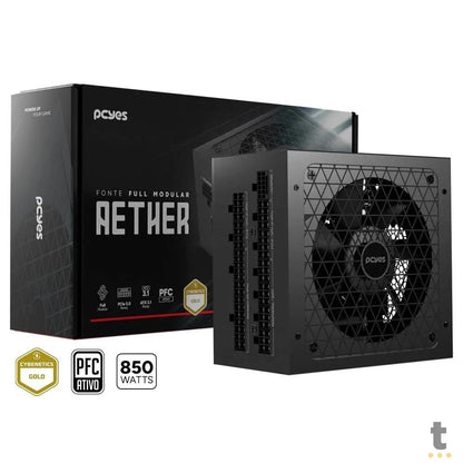 Fonte Real Atx Gamer 850W PCYes Aether Full Modular PFC Ativo Cybenetics Gold - 244627 Truedata