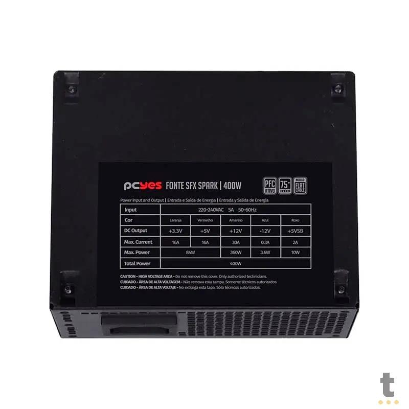 Fonte Real Atx para Gabinete Slim 400W PCYes SFX Spark 75+ Pfc Ativo - SPKP400MBPT Truedata